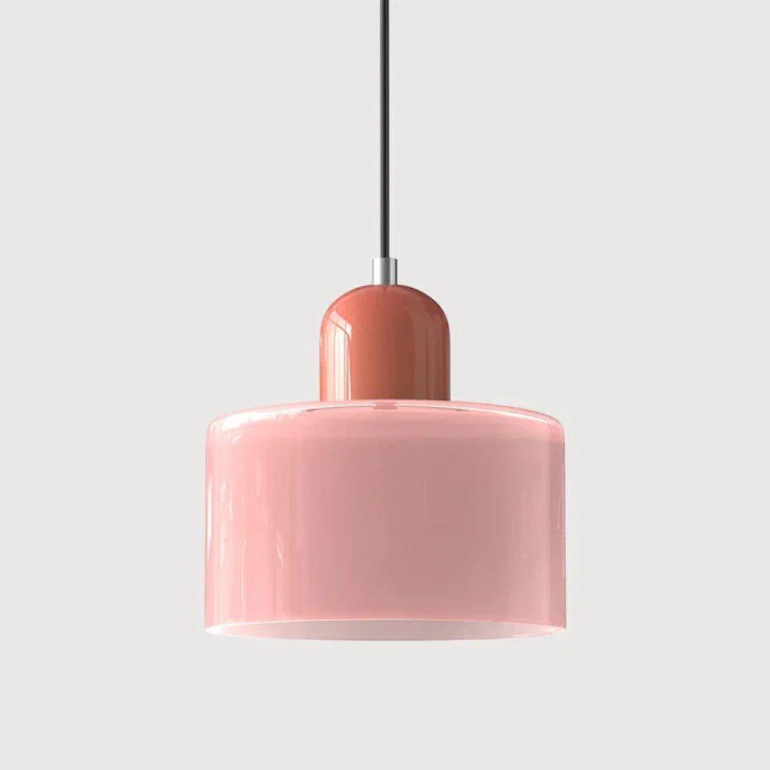 Nordisk metall pendellampe med glasskjerm