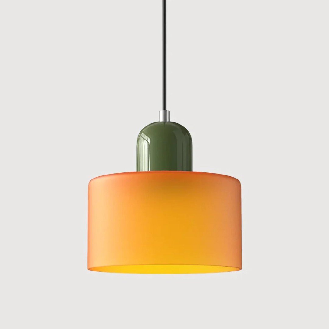 Nordisk metall pendellampe med glasskjerm