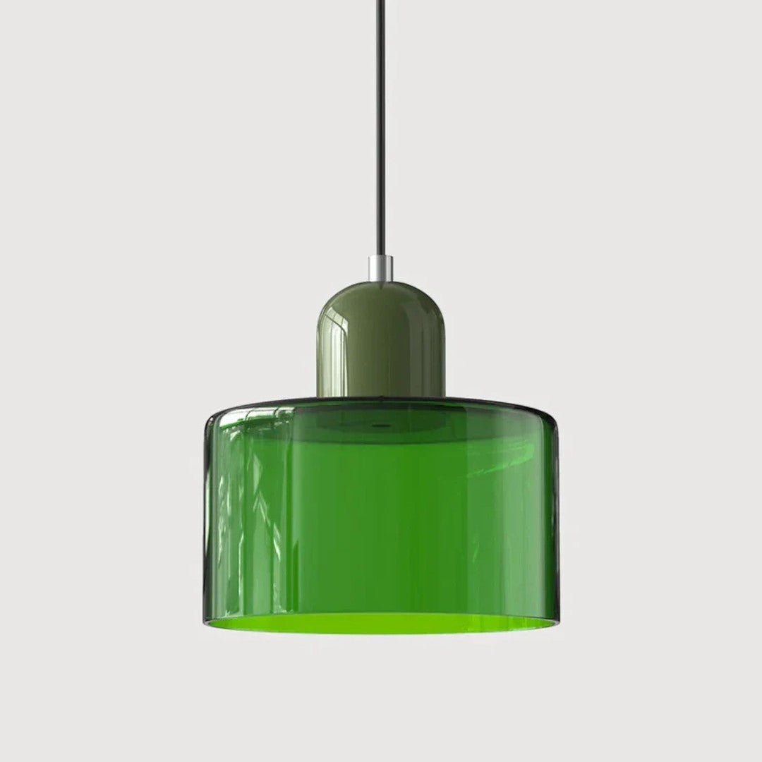Nordisk metall pendellampe med glasskjerm