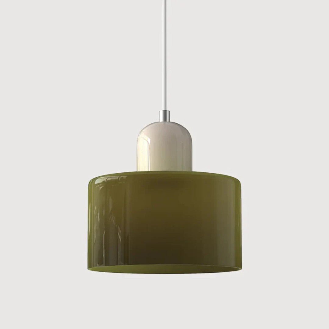 Nordisk metall pendellampe med glasskjerm