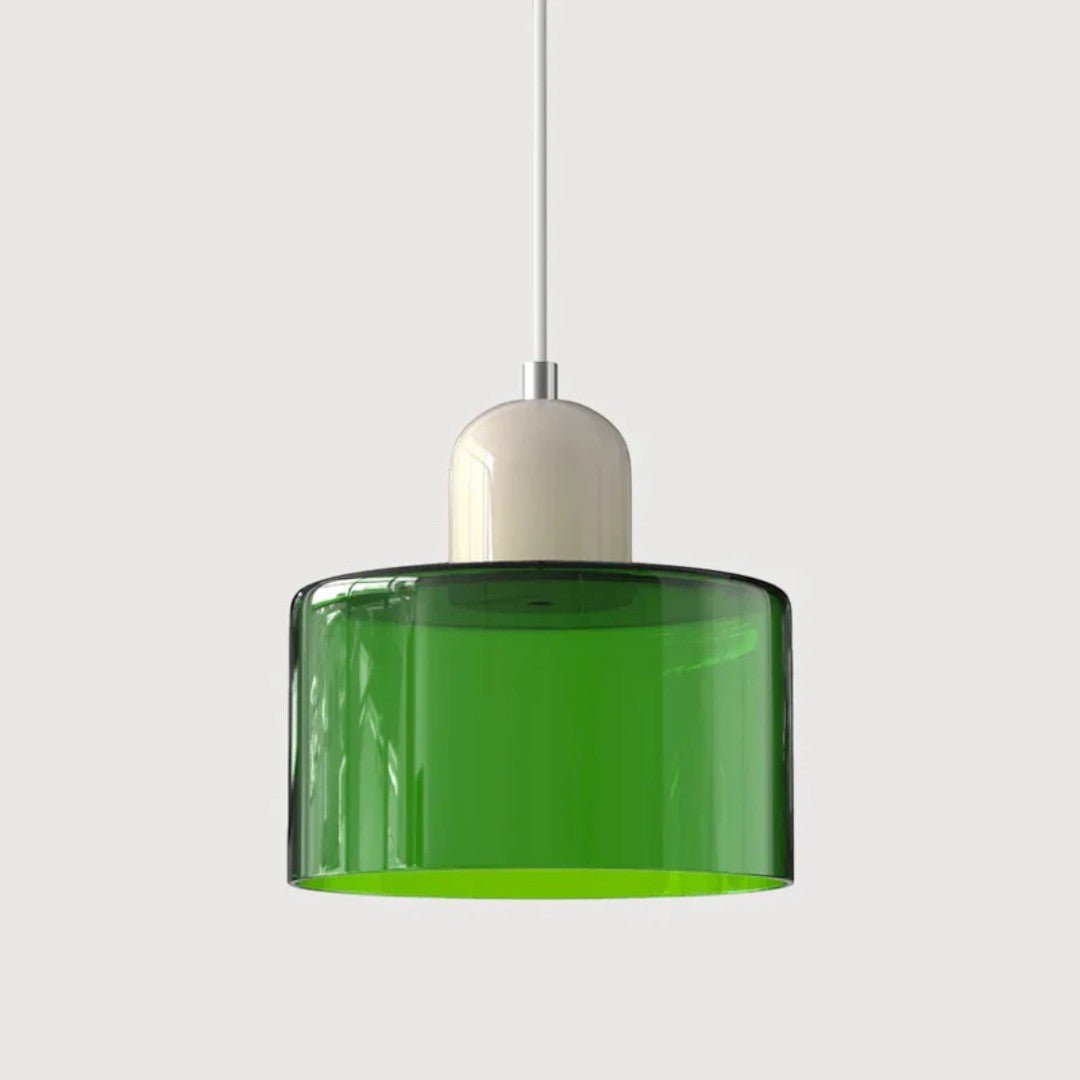 Nordisk metall pendellampe med glasskjerm