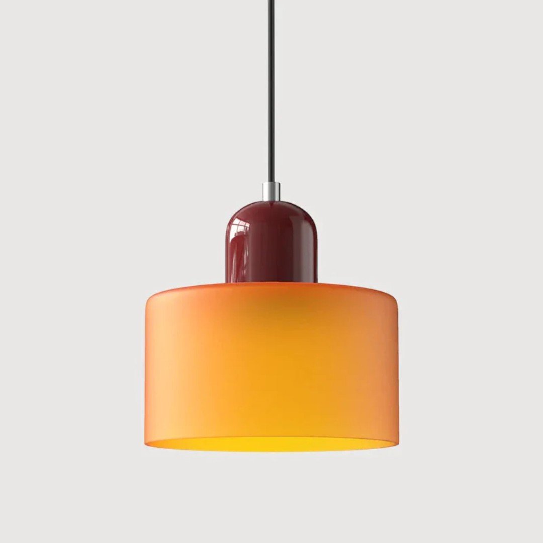 Nordisk metall pendellampe med glasskjerm