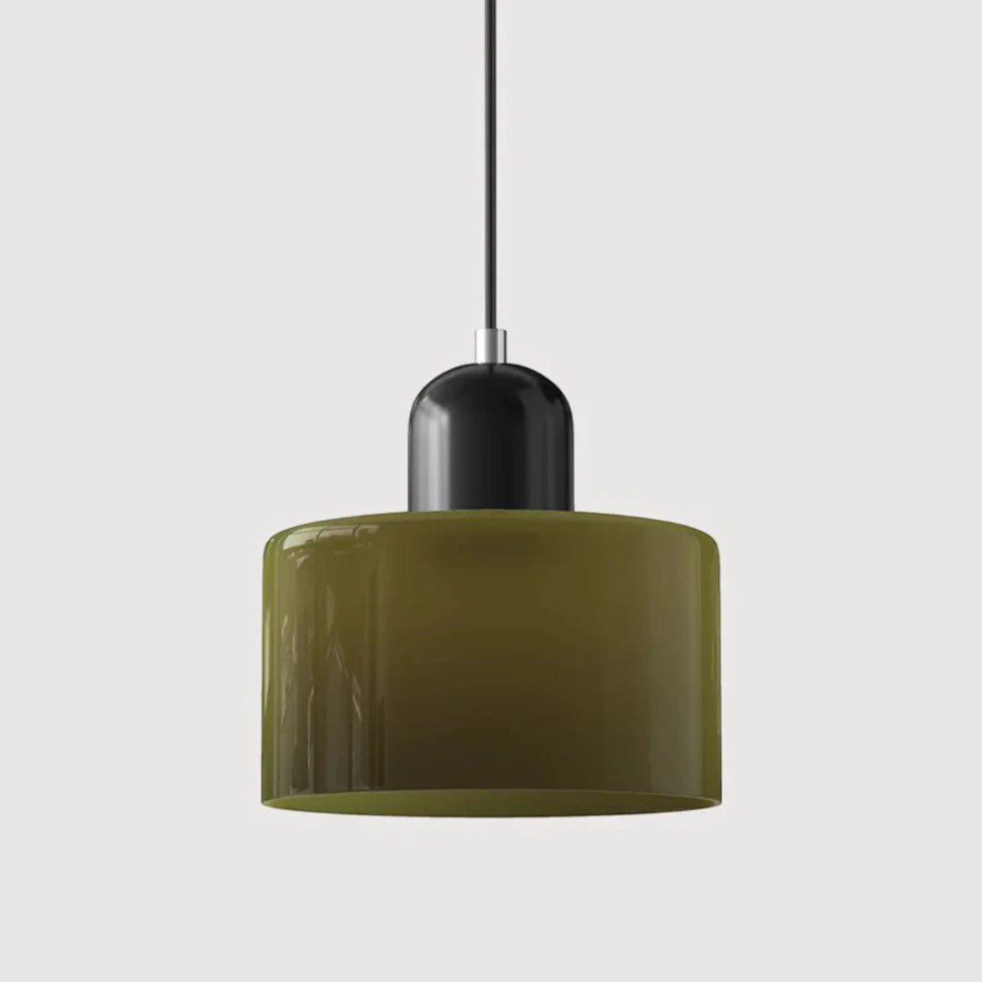 Nordisk metall pendellampe med glasskjerm