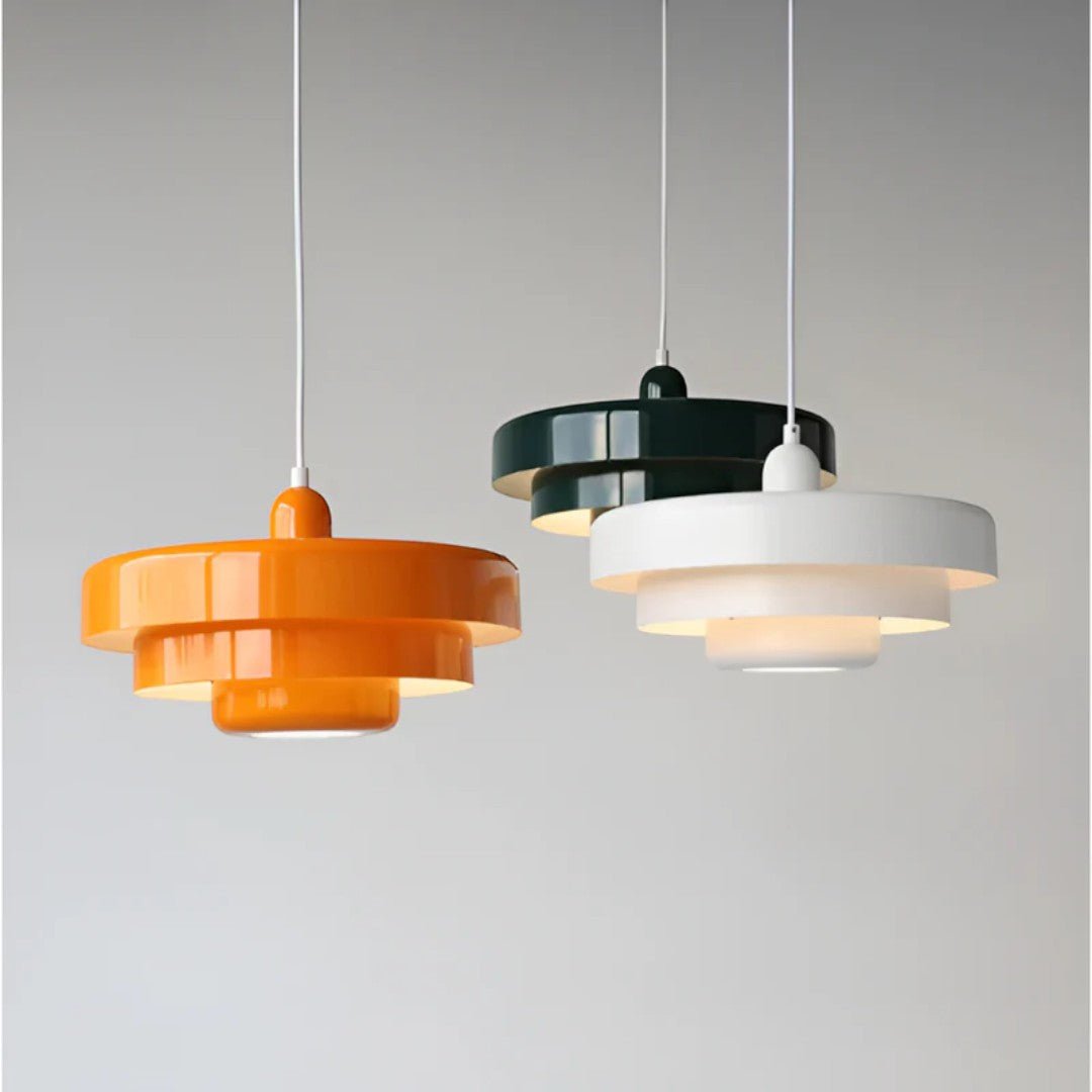 Retro metall pendellampe med glasskjerm