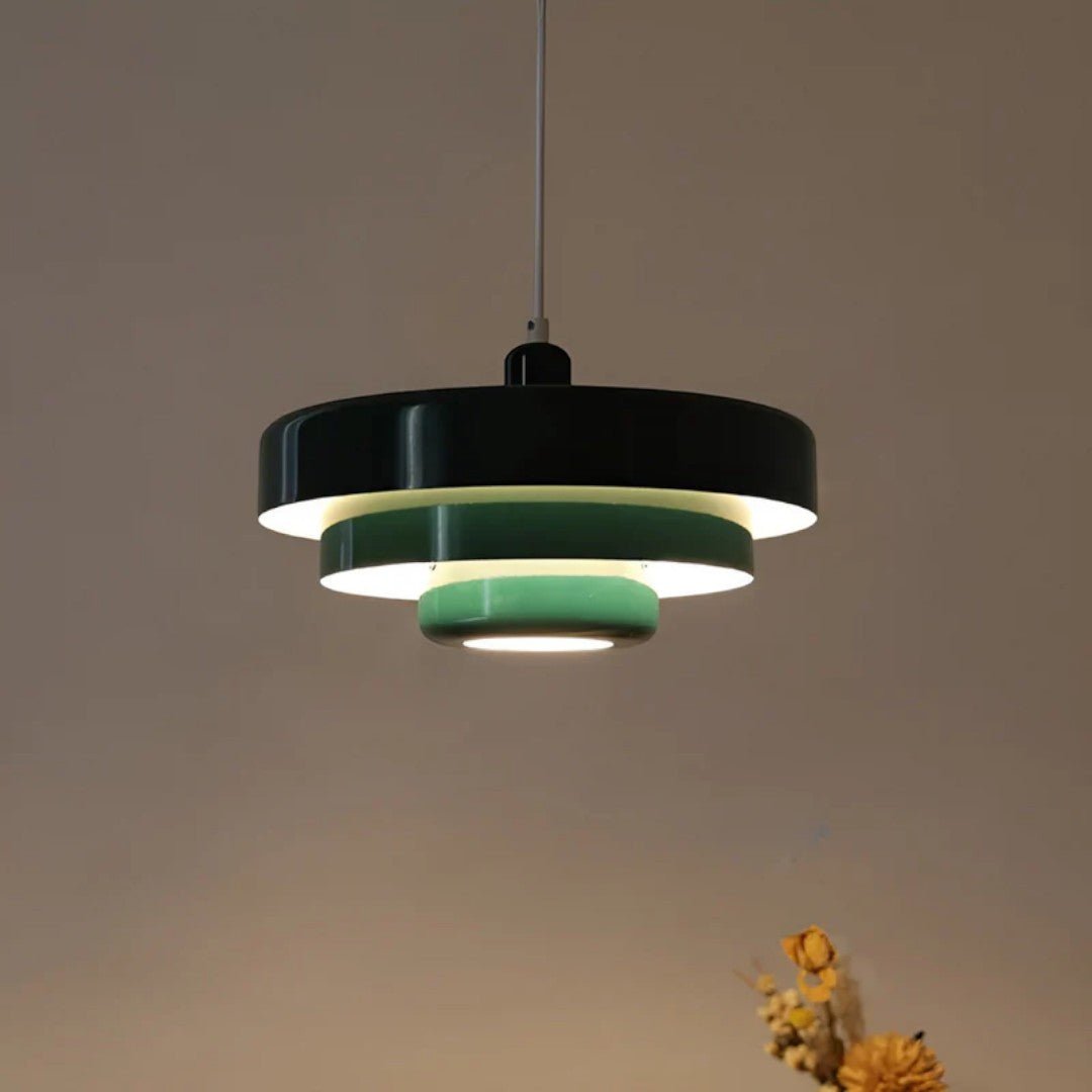 Retro metall pendellampe med glasskjerm