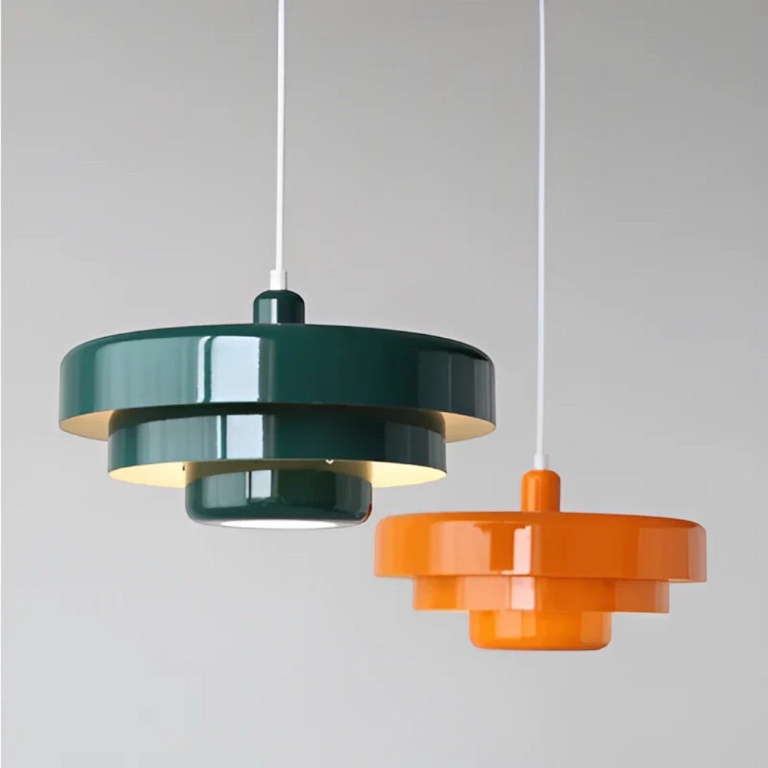 Retro metall pendellampe med glasskjerm