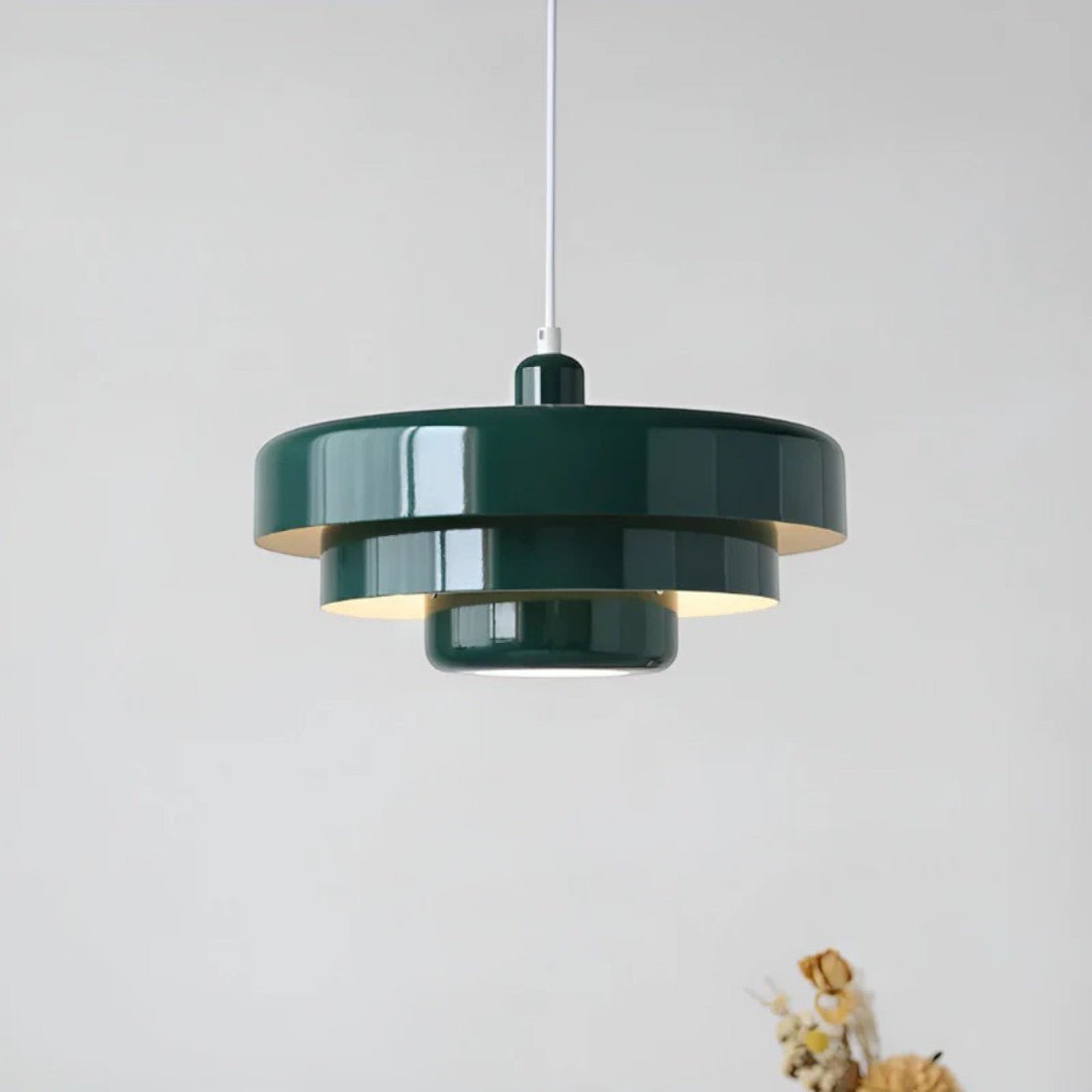 Retro metall pendellampe med glasskjerm