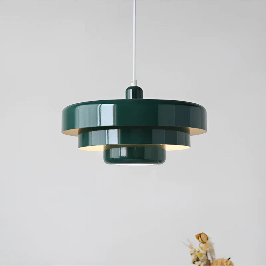 Retro metall pendellampe med glasskjerm
