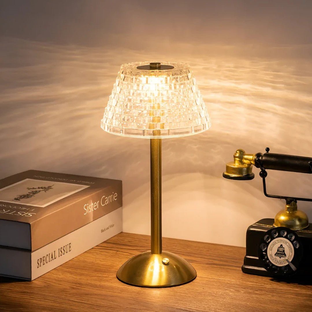 Trådløs Bordlampe med Strukturert Skjerm