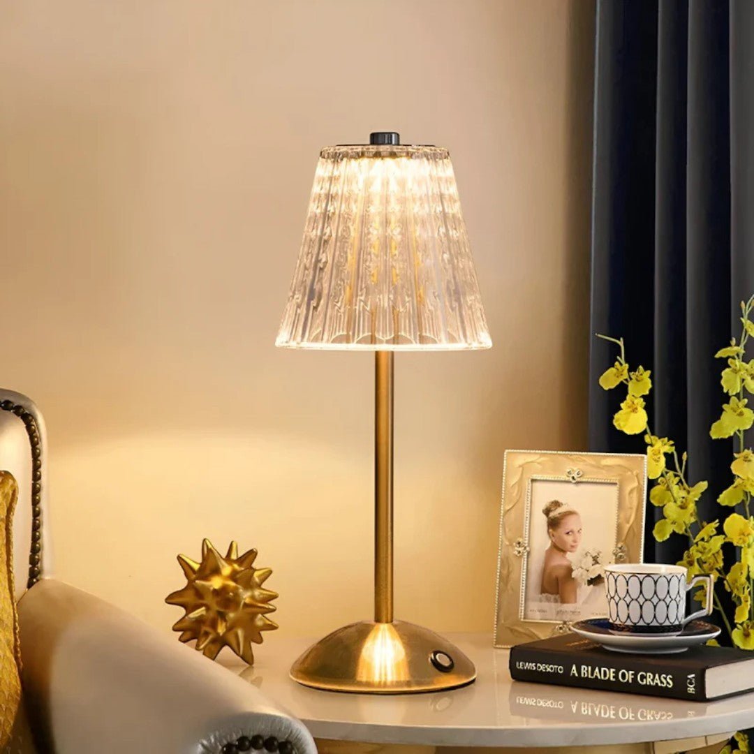 Trådløs Bordlampe med Strukturert Skjerm
