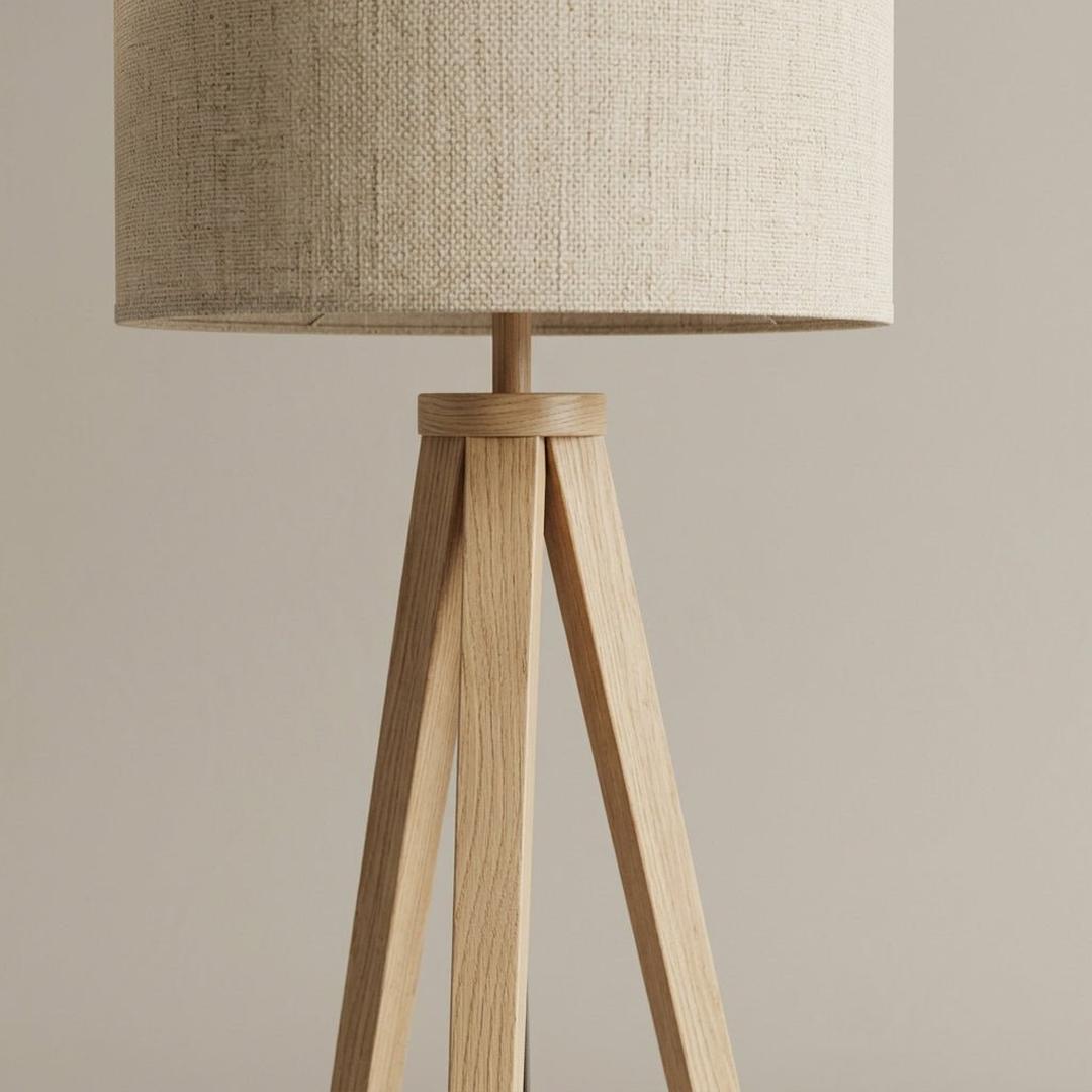 Trebent gulvlampe med linskjerm