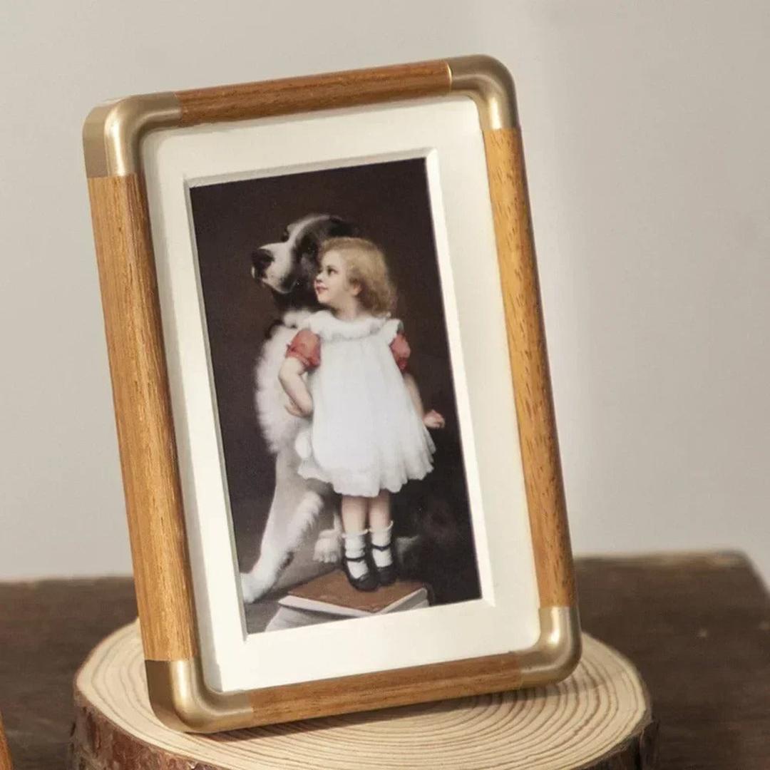 Messinga fotoramme teak