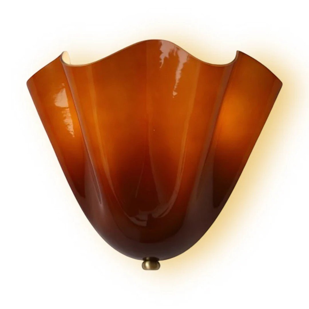 Vintage Vegglampe med Bladformet Glasskjerm