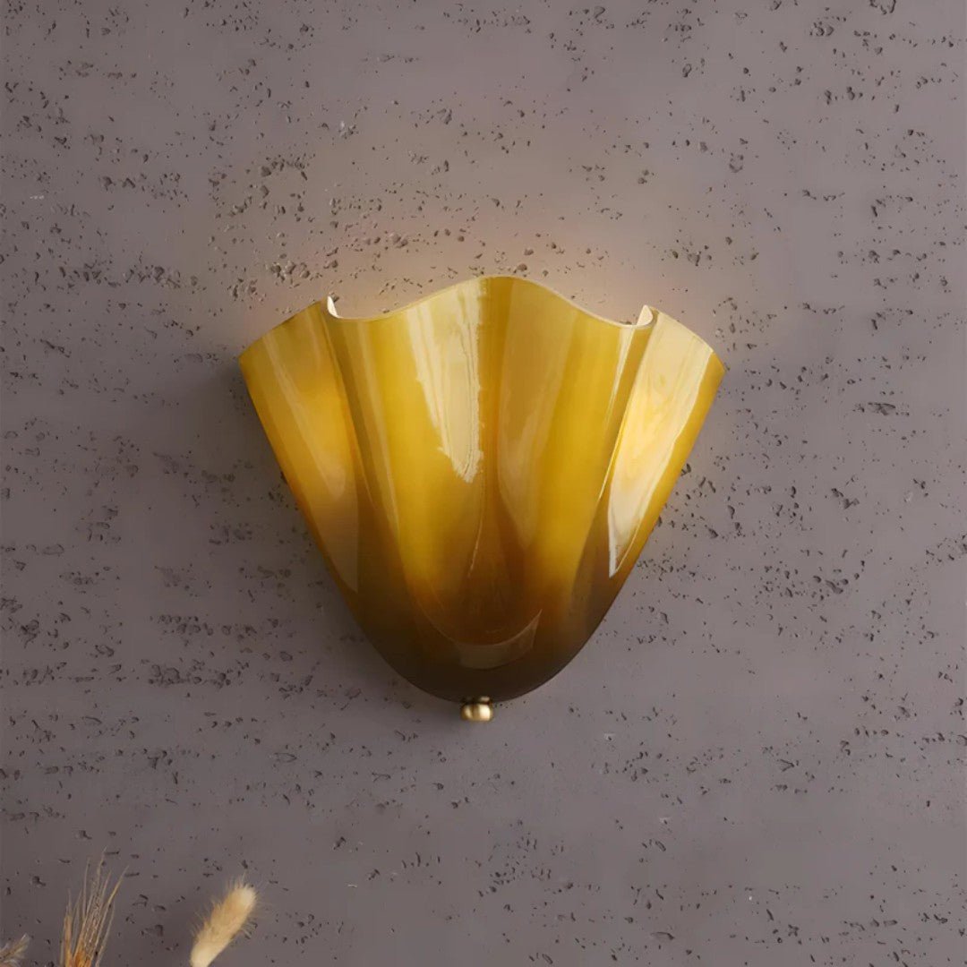 Vintage Vegglampe med Bladformet Glasskjerm