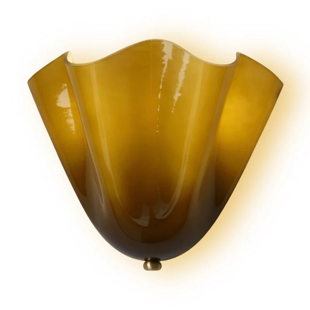 Vintage Vegglampe med Bladformet Glasskjerm