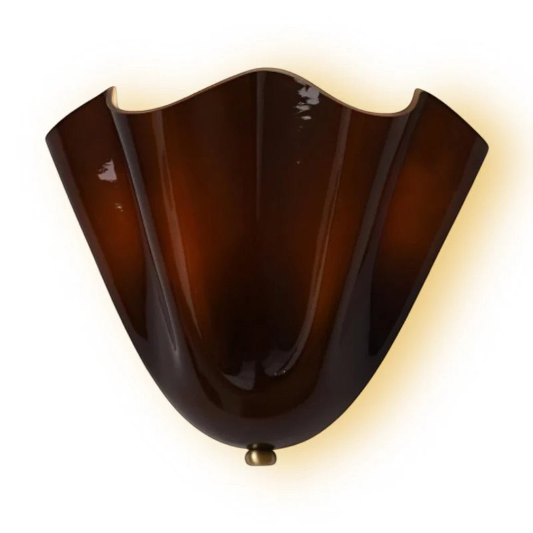 Vintage Vegglampe med Bladformet Glasskjerm