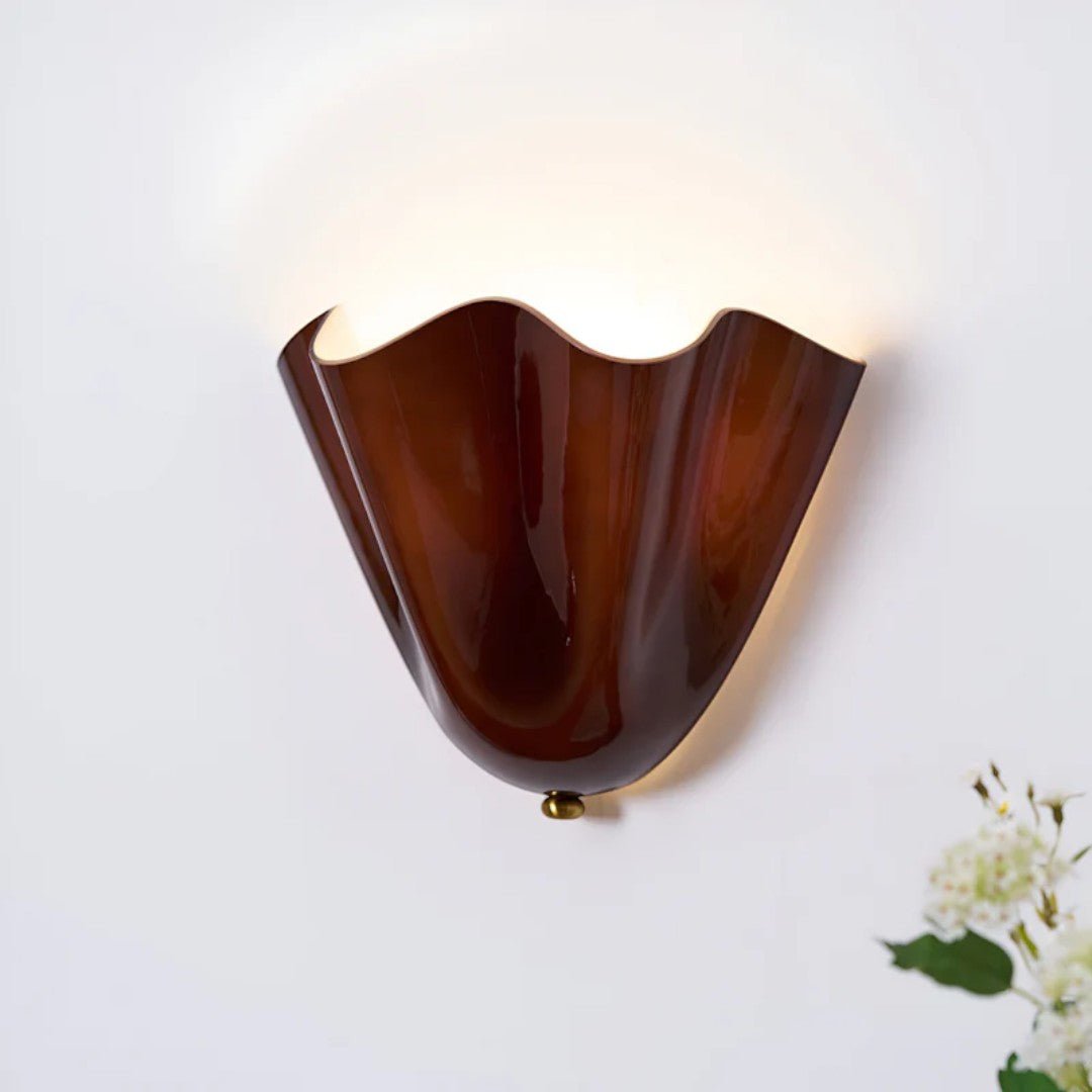 Vintage Vegglampe med Bladformet Glasskjerm