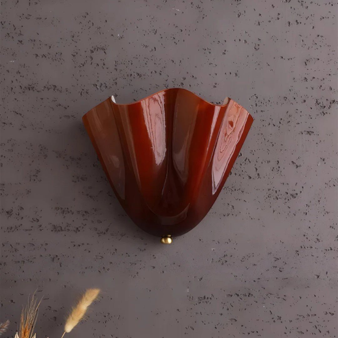 Vintage Vegglampe med Bladformet Glasskjerm