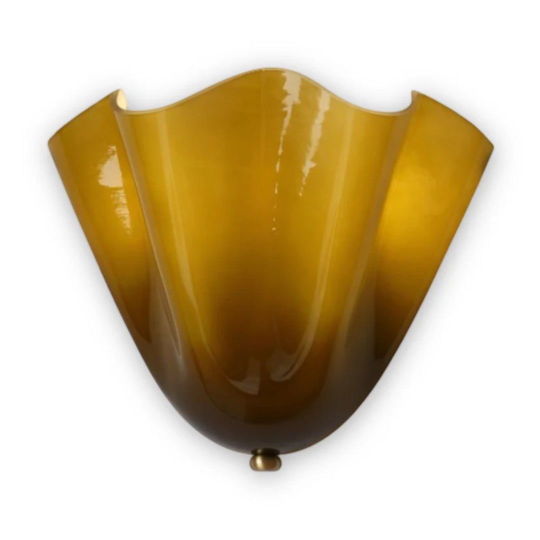 Vintage Vegglampe med Bladformet Glasskjerm